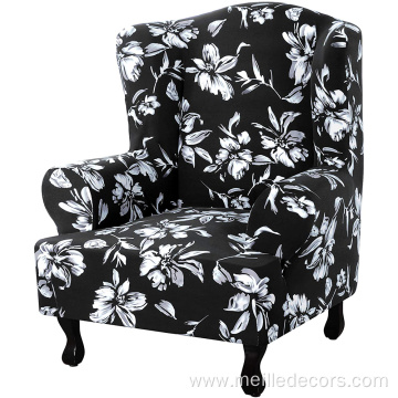 1-Piece Floral Printed Wingback Chair Slipcover